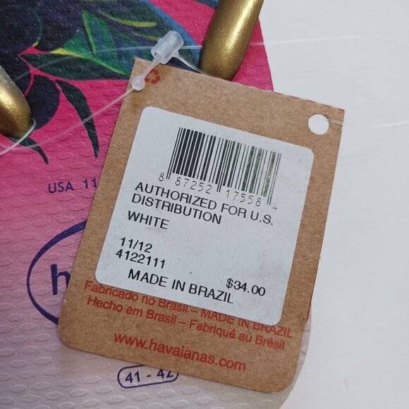 NWT Havaianas Floral Pineapple Flip Flops Size 11/12 Made In Brazil - Picture 4 of 5